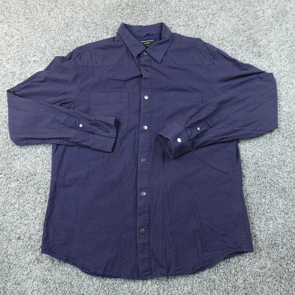Banana Republic Shirt Mens L Blue Denim Western Snap Button Up Long Sleeve Rodeo